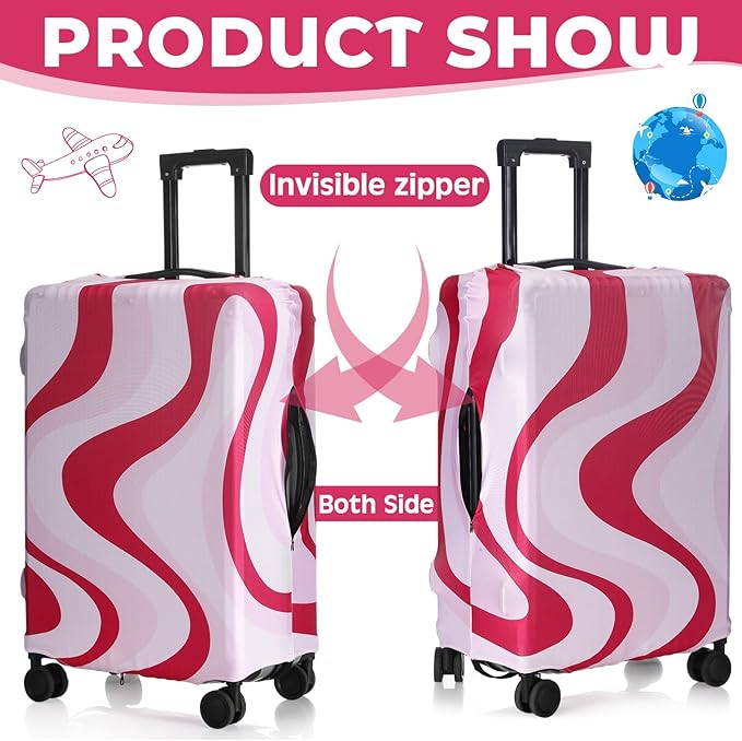 Sherr 3 Pieces Travel Luggage Cover Suitcase Protector Anti Scratch Suitcase Washable Baggage Covers (S/medium/l,Pink Theme,Pink)