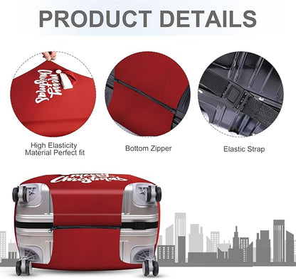 ANNA QUEEN Merry Christmas Luggage Cover, Santa Hat Holiday Design Suitcase Protector, Stretchable Washable Travel Sleeve for 20-22 Inch Luggage
