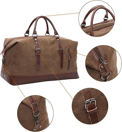 Canvas Duffle Bag, 35L leisure Stylish Canvas Travel Duffel Backpack Multifunctional Overnight Weekender Overnight Travel Bag for Men & Women (brown)