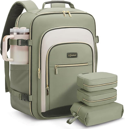 40L Travel Backpack for Women, Carry On Bag Flight Approved, Waterproof Backpacks with 3 Packing Cubes, Weekender Personal Item Backpack for Airplane Travel Essentials, TSA Approved