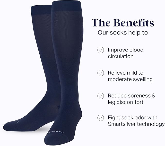 Comrad Nylon Knee High Socks - 15-20mmHg Graduated Compression Socks - Soft & Breathable Support Unisex Socks
