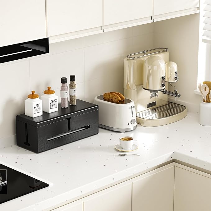 Large Cable Management Box-Stylish Wire Organizer, Wire Concealer and Wire Management Box-Wire Management Box with Protective Sleeve (Brown)