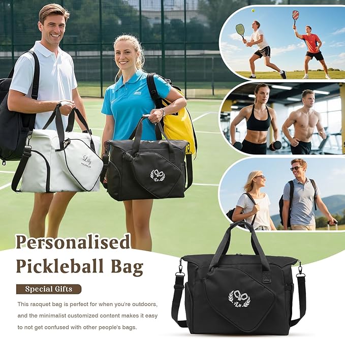 Personalized Duffel Bag Custom Sport Gym Travel Bags Embroidered Name Text Customized Dry Wet Separated Weekend Waterproof Bag for Women Men (D-Black)