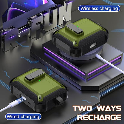 R-fun for AirPods Pro 3 Case (2025) Cover with Cleaning Kit, Military-Grade Heavy-Duty Drop-Resistant with Auto Pop-Up Lid for AirPods Pro 3rd Generation 2025 USB-C Charging Case, Army Green