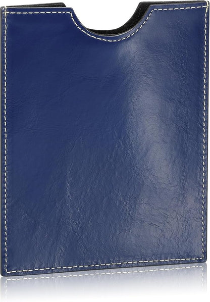 HISCOW Minimalist Passport Sleeve - Italian Calfskin (Antiqued Blue)