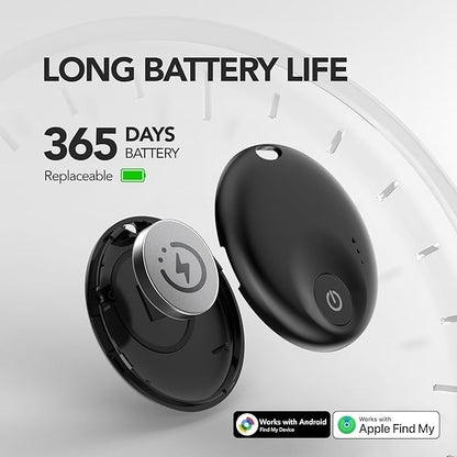 2025 Upgraded Dual-System Tracker for iOS or Android, Bluetooth Smart Tracking Tag/Luggage Tracker/Key Finder/Item Locator/Backpack/Bicycle,(Black)