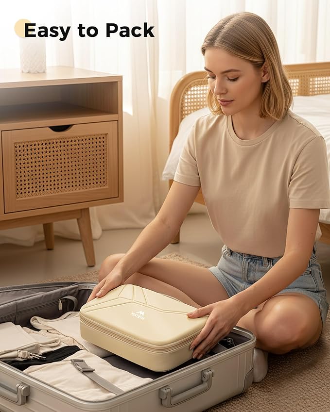 MATEIN Hardcase Electronics Organizer for Women, Hardshell Tech Travel Bag Shockproof Portable Cable Organizer Bag, Waterproof Electronics Travel Case for Cord, Charger, Power Bank, Apricot