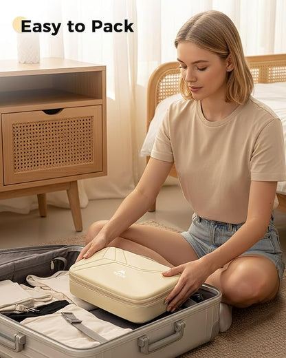 MATEIN Hardcase Electronics Organizer for Women, Hardshell Tech Travel Bag Shockproof Portable Cable Organizer Bag, Waterproof Electronics Travel Case for Cord, Charger, Power Bank, Apricot