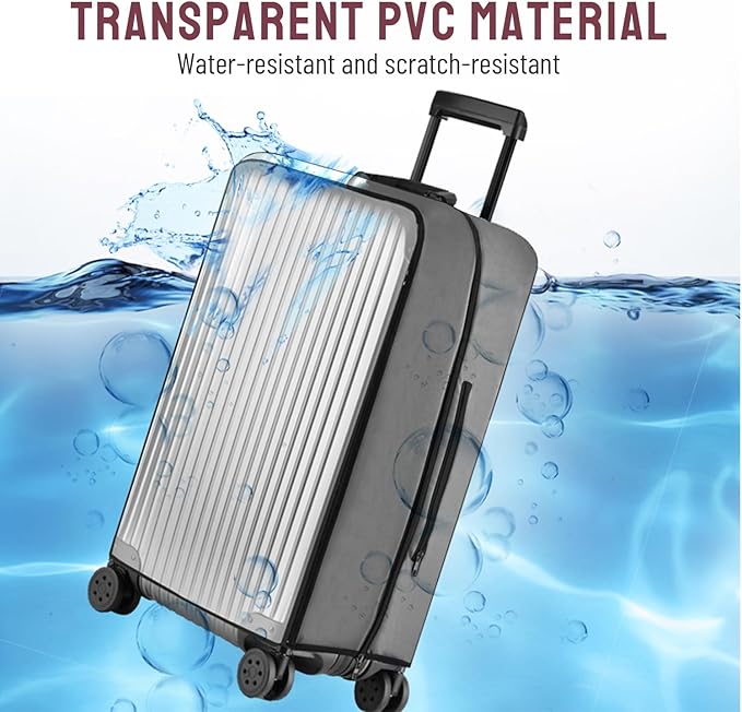 No Disassembly Suitcase Covers for Luggage - 24 Inch Clear Luggage Cover Protector, Gray PVC Luggage Protector Suitcase Cover