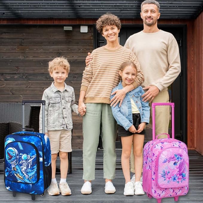 KLFVB Kids Luggage for Boys Girls, Cute Rolling Wheels Suitcase for Toddler, Children Travel Carry on Suitcase