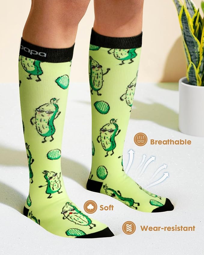 Cute Compression Socks for Women - 3 Pairs 20-30 mmHg Graduated Support Lightweight for Daily Wear Travel Nurse