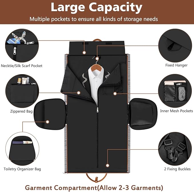 Garment Duffle Bag for Travel - Convertible Carry on Garment Duffel Travel Bag for Women Men Large Weekender Bag with Shoes Pouch 2 in 1 Hanging Suit Travel Duffel Bag 3pcs Set