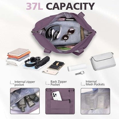 Travel Duffle Bag, Waterproof Weekender Bag Carry On Tote Bags for Women, Travel Essentials Sport Gym Bag for Men, Hospital Bag for Labor and Delivery, Overnight Bag Luggage Bag with Trolley Sleeve