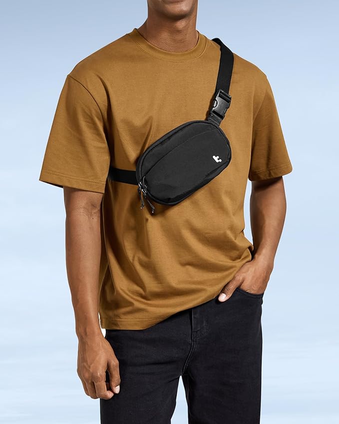 tomtoc Belt Bag with RFID Blocking, 1.5L Cross Body Fanny Pack for Women Men, Sling Waist Bags with Adjustable Strap for Travel Walk