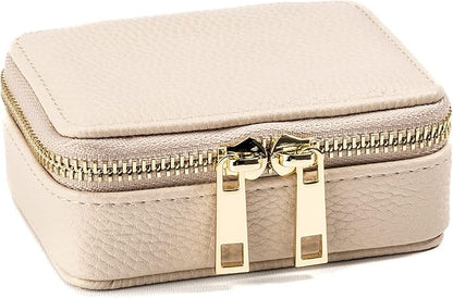 Weekly Pill Organizer 7 Day – Travel Pill Case for Vitamins & Medication, Premium Vegan Leather Pill Box with Removable Daily Compartments, Portable Supplement Organizer with Secure Zipper (Cream)