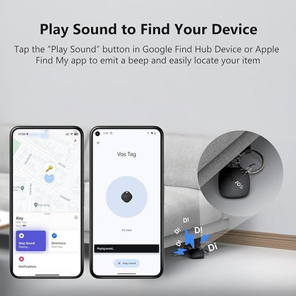 ATUVOS 2025 New Upgraded Dual System Air Tracker Tag-1 Pack, Compatible with iOS Apple Find My & Android Google Find Hub APP (Not for Huawei), Bluetooth Tracker for Keys, Luggage, Backpacks, Suitcases