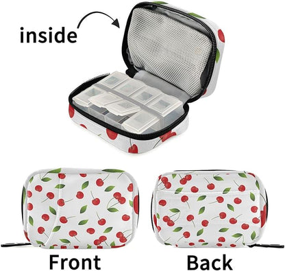 Pill Organizer Box Case Weekly Travel Pill Container Cute Pill Holder 7Day Vitamin Organizer Pill Dispenser Sorter Planner Storage Small Compact Cherries24