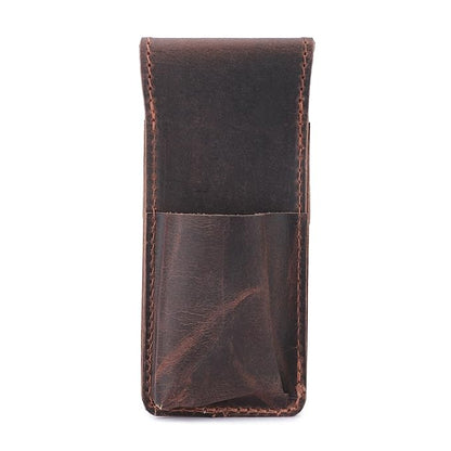 Leather Safety Razor Case Shaving Accessories Straight Safety Razor Holder for Double Edge Personal Care Essentials Handmade Shaver Case for Travel (Brown)