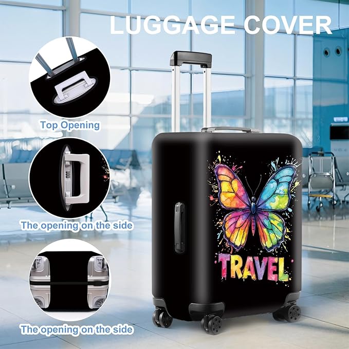 Colorful Butterfly Luggage Cover – Stylish and Durable Travel Suitcase Protector for Women and Men, Fits 32"-34" Suitcase, XL