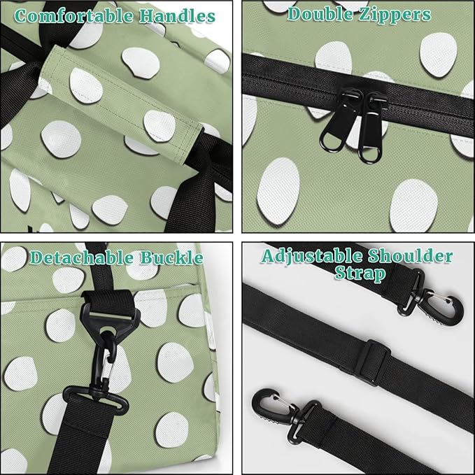 Personalized Duffel Bag for Kids Girls Boys, Dinosaur Spot Custom Name Gym Bag Overnight with Padded Handles Carry On Weekend Sports Travel Bag for School Practice Gymnastics Ballet