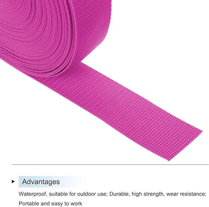 MECCANIXITY Lightweight Polypropylene Webbing Strap 1 1/2" 25 Yard Backpack Strapping Band Plum Red for Outdoor Luggage Cargo Straps