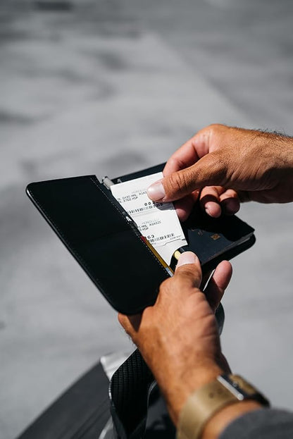 Distil Union Passport Cover+ | RFID-Shielded Premium Full-Grain Leather | Fits Passport, Cards, Cash, and More | Slim Travel Wallet and Organizer (Black)