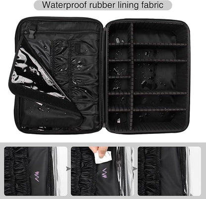 Extra-large Makeup Case, a Must for Double-layer Travel, a Storage Case for Professional Makeup Artists to Put Cosmetics, with Adjustable Partitions and Support