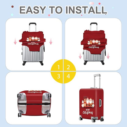 FOREVER QUEEN Merry Christmas Luggage Cover Suitcase Protector Suitcase Cover Anti-Scratch,Stretchable Bag Cover Washable Durable Polyester