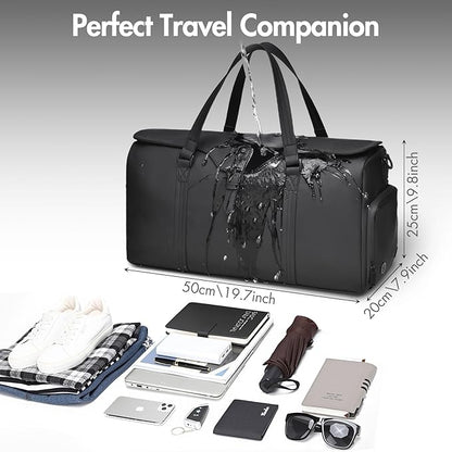 Travel Bag for Men Women, Duffle Bags for Travel with Shoe Compartment Weekender Overnight Carry On Bag with Dry Wet Separated Pocket Personal Item Bag for Gym Trip Workout