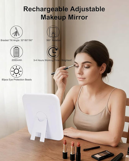 Relavel Makeup Bag with LED Mirror, Dual Layer Cosmetic Train Case with Light up Mirror Large Travel Makeup Artist Organizer Bag for Women with Adjustable Dividers & Nail Polish Organizer, Black