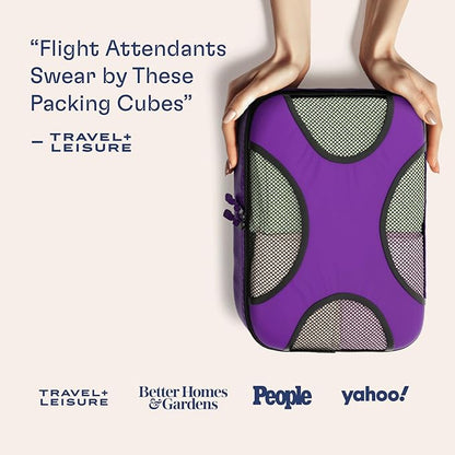 Shacke Premium 5 Packing Cubes Set - Lightweight Mesh Travel Luggage Organizers with Laundry Bag, 5-Piece Suitcase Storage System (Orchid Purple)