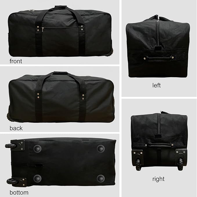 36" Huge Bag with Wheels Extra Large Foldable Duffel Bag Collapsible Rolling Travel Bag Heavy-Duty Cargo Duffle for Travel, Camping & Moving, Water-Resistant 600D Oxford, Black