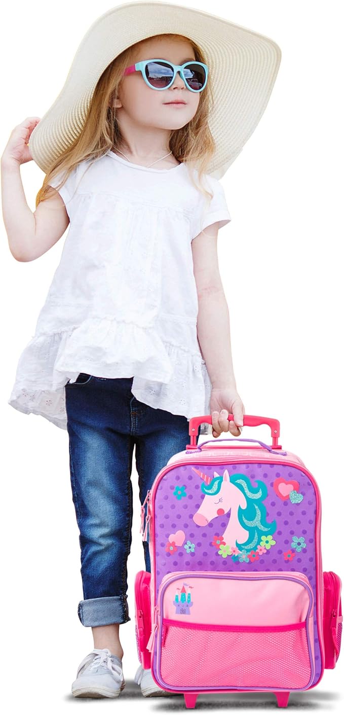 Stephen Joseph Kids Classic Rolling Luggage, Kids Luggage, Toddler Rolling Travel Carry On, Kids Suitcase with wheels,