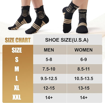 NEENCA Copper Compression Socks, Medical Ankle Support Socks for Injury Recovery & Pain Relief, Sport Protection, Women & Men Circulation, Swelling, Runner, Travel, Pregnancy, Flying—1 Pair, 20-30mmHg