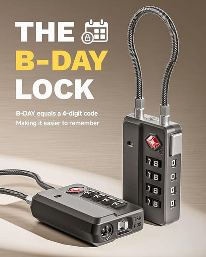 LUGGEX TSA Locks for Luggage, One-Button Reset TSA Approved Luggage Locks, Suitcase Locks, Ease of Use & Durable