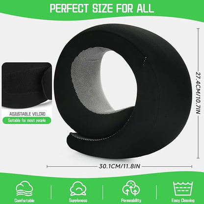 REDOFF®Travel Pillow for Neck Support, Memory Foam Neck Pillow for Airplane, Car, Office - Adjustable Strap with Magic Tape, Breathable & Portable with Storage Bag，It's Good to give Gifts.（Black）