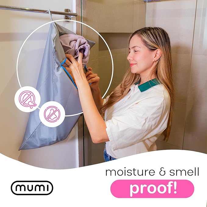 MUMI Travel Laundry Bag – Mesh Laundry Bags for Delicates with Hanger & Pouch | Delicates Bag for Washing Machine | Large Laundry Net Bag for Travel, Gym, Baby Clothes, and More (Pink)