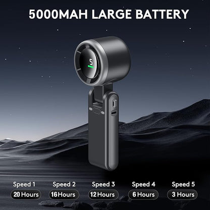 Foldable Handheld Fan, Portable High Speed Rechargeable 10000mAh Mini Turbo Fan, Digital Display, 5 Speed Adjustable Personal Small Pocket, Gifts for Women Men Travel Camp Outdoor Office