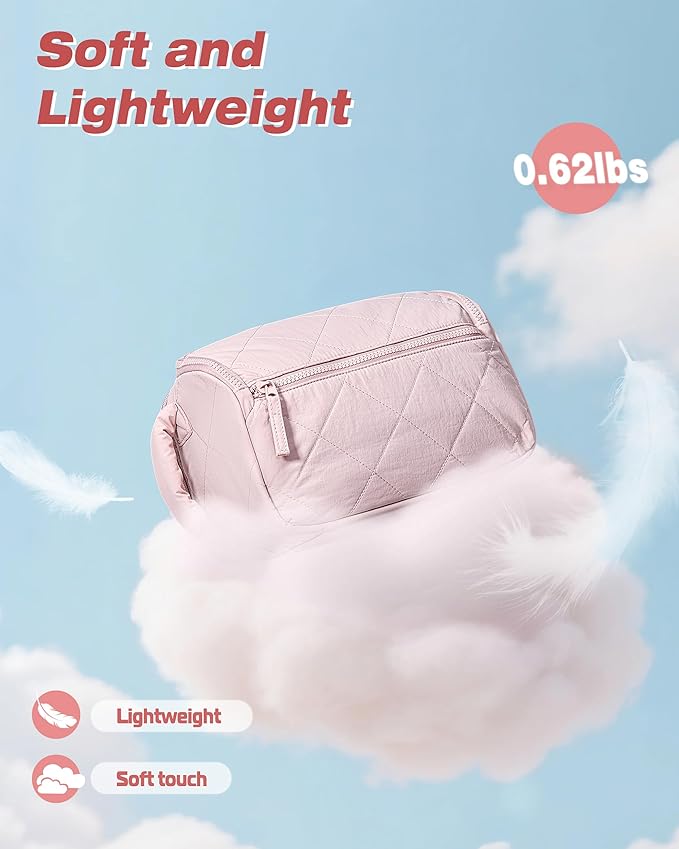 Travel Toiletry Bag for Women, Water Resistant Makeup Organizer with Wide-Open Design for Toiletries and Cosmetics, Pink (Bag Only)