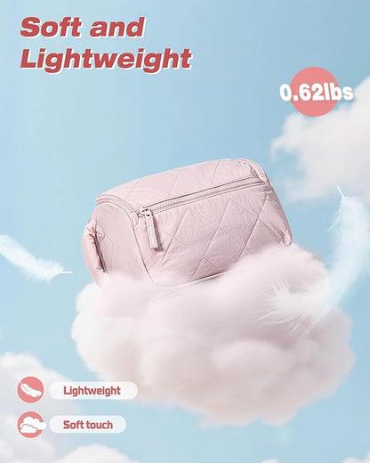 Travel Toiletry Bag for Women, Water Resistant Makeup Organizer with Wide-Open Design for Toiletries and Cosmetics, Pink (Bag Only)