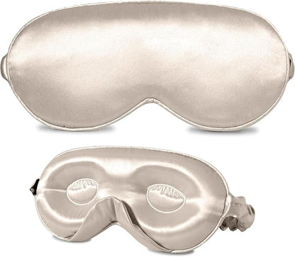 ZIMASILK Adjustable 22 Momme 100% Mulberry Silk Sleep Mask, Upgraded 3D Contoured Cup Eye Mask for Sleeping, Super Soft & Breathable Blindfold, Blackout for Deep Sleeping (Beige)