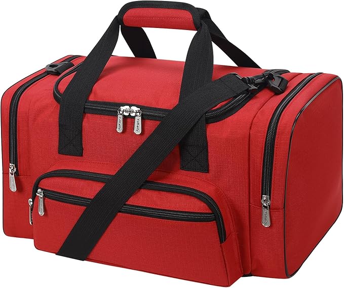 Small Duffel Bag 17 inch Carry On Weekender Bag for Travel Gym Sport (17x10x9 in) - Red