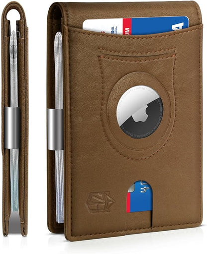 Zitahli Men's Wallets Airtag Holder Slim Rfid Leather with Gift Box