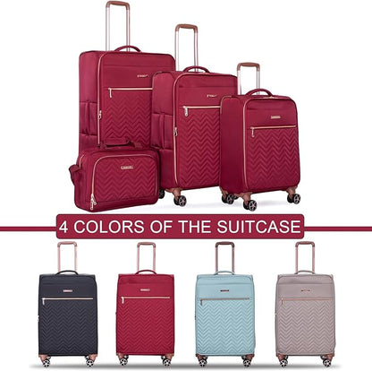 Travelhouse Luggage Set, Softside Suitcase 4-Piece (16/20/24/28), Expandable Lightweight Luggage Sets with Duffel Travel Bag,Suitcase with Double Spinner Wheels