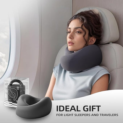 Travel Pillow - Memory Foam Neck Pillow Airplane, Neck Travel Airplane Pillow for Long Flight, Portable Travel Essentials, 360º Ergonomic Support, Machine Washable (Black)