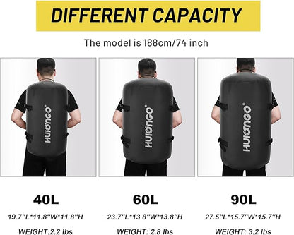 40L/60L/90L Large Waterproof Duffle Bag Backpack for Men, Mens Duffel Backpack Bags for Traveling, Heavy Duty (Black, 60L)