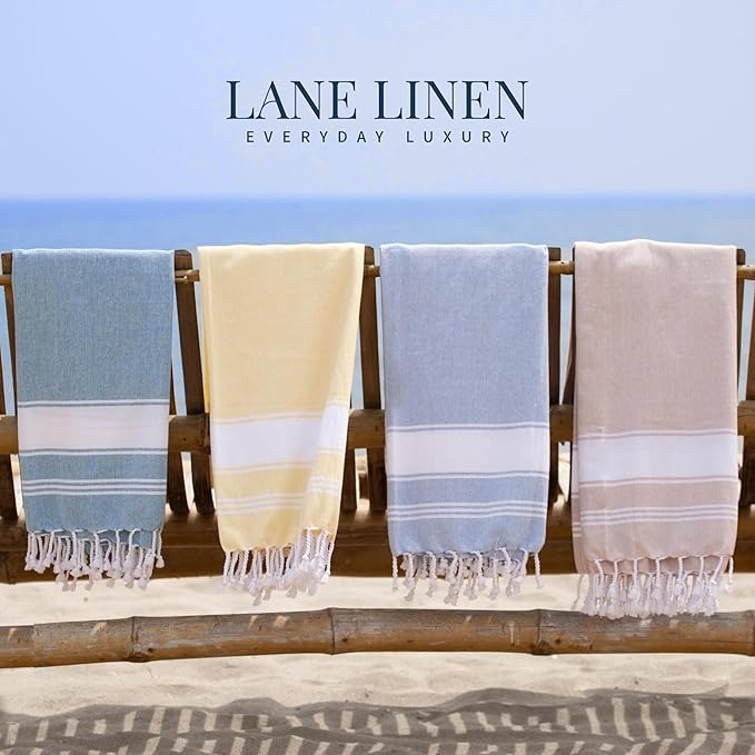 LANE LINEN Turkish Beach Towels, 2 Pack Extra Large Beach Towel, Pre-Washed for Soft Feel, Oversized Sand Free Quick-Dry Pool Towel, Beach Towels for Adults,39"x71" - Jade Green