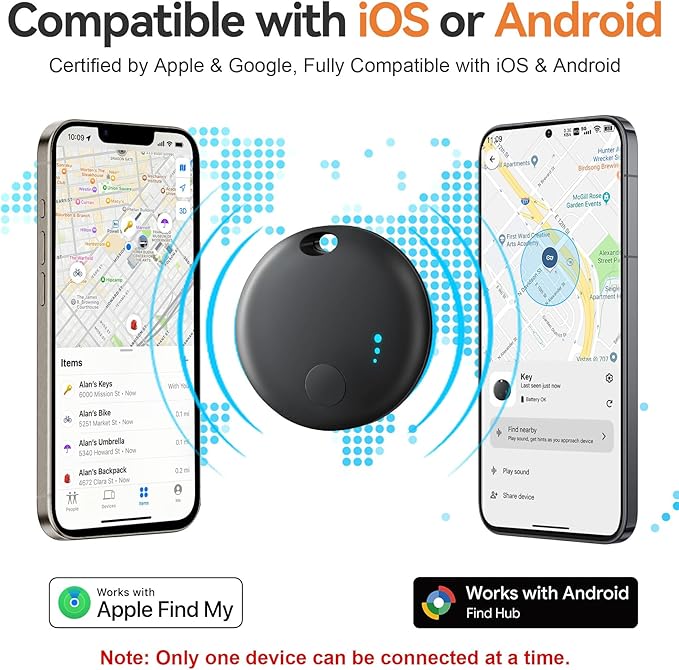 Air Tracker Tags for Android or iOS, Dual System Both iOS and Android Tracker, Find My or Find Hub App, Smart Tracker Tags with Key Ring, Key Finder/Luggage Tracker for Keys,Wallets,Bags
