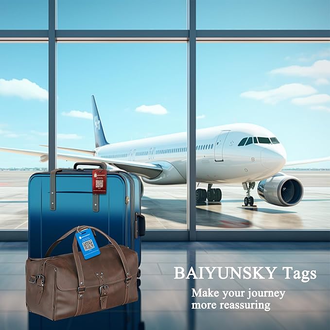 Smart Luggage Tags for Suitcases, 4 Pack Privacy QR Code Security Information Luggage Tag, Steel Ring, Waterproof Easy Identify Personalized Luggage Tag, No App or Subscription Needed (4 Colours)