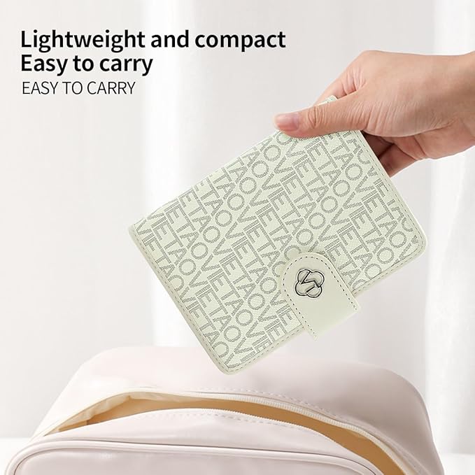 Passport Holder Wallet Bag with AirTag Holder, Card Slots and Passport Solt Ticket Cash Solt, Photo Solt Sim Card Pen Slot.White